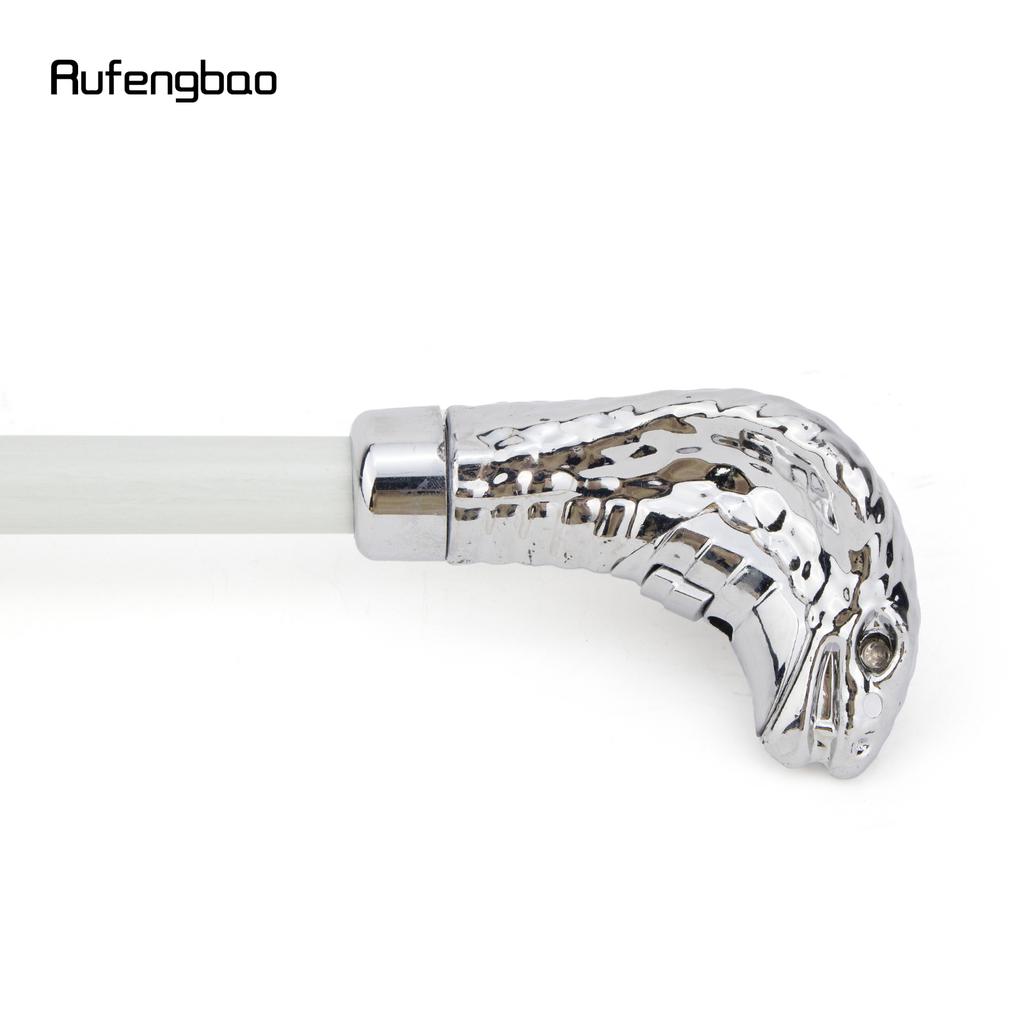 White Metal Snake Cobra Head Wooden Fashion Stick Decorative Cospaly Party Wood Walking Cane Halloween Mace Wand Crosier 93cm