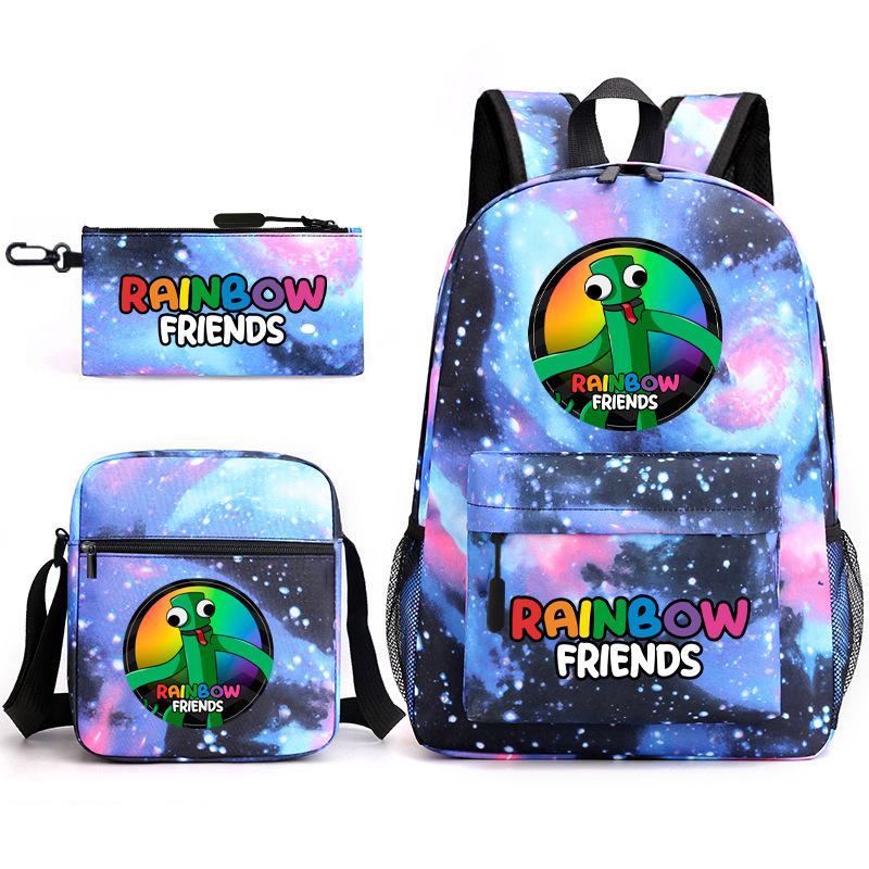 Рюкзак Rainbow Friends для игры Rainbow Friends, школьный рюкзак для начальной школы, набор из трех предметов