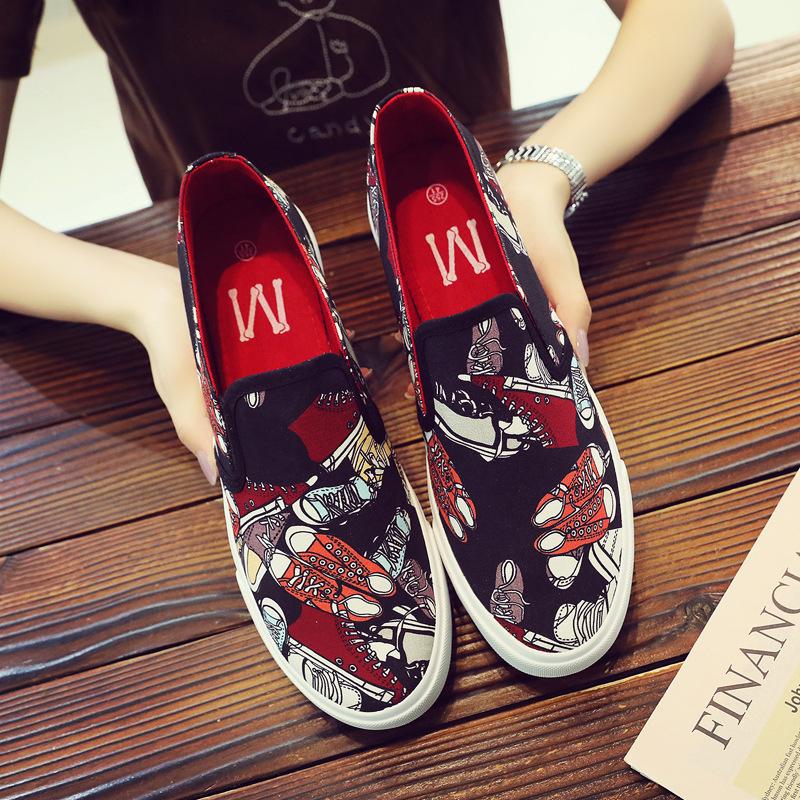 Новые граффити нерегулярные ленивые туфли на педалях корейской версии плоские повседневные туфли удобные мужские туфли кроссовки Zapatos De Hombre