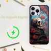 Роскошный чехол для телефона Skull Dead Flowers для iPhone 15 14 13 12 11 Plus Pro Max Magsafe Magnetic Wireless Charger