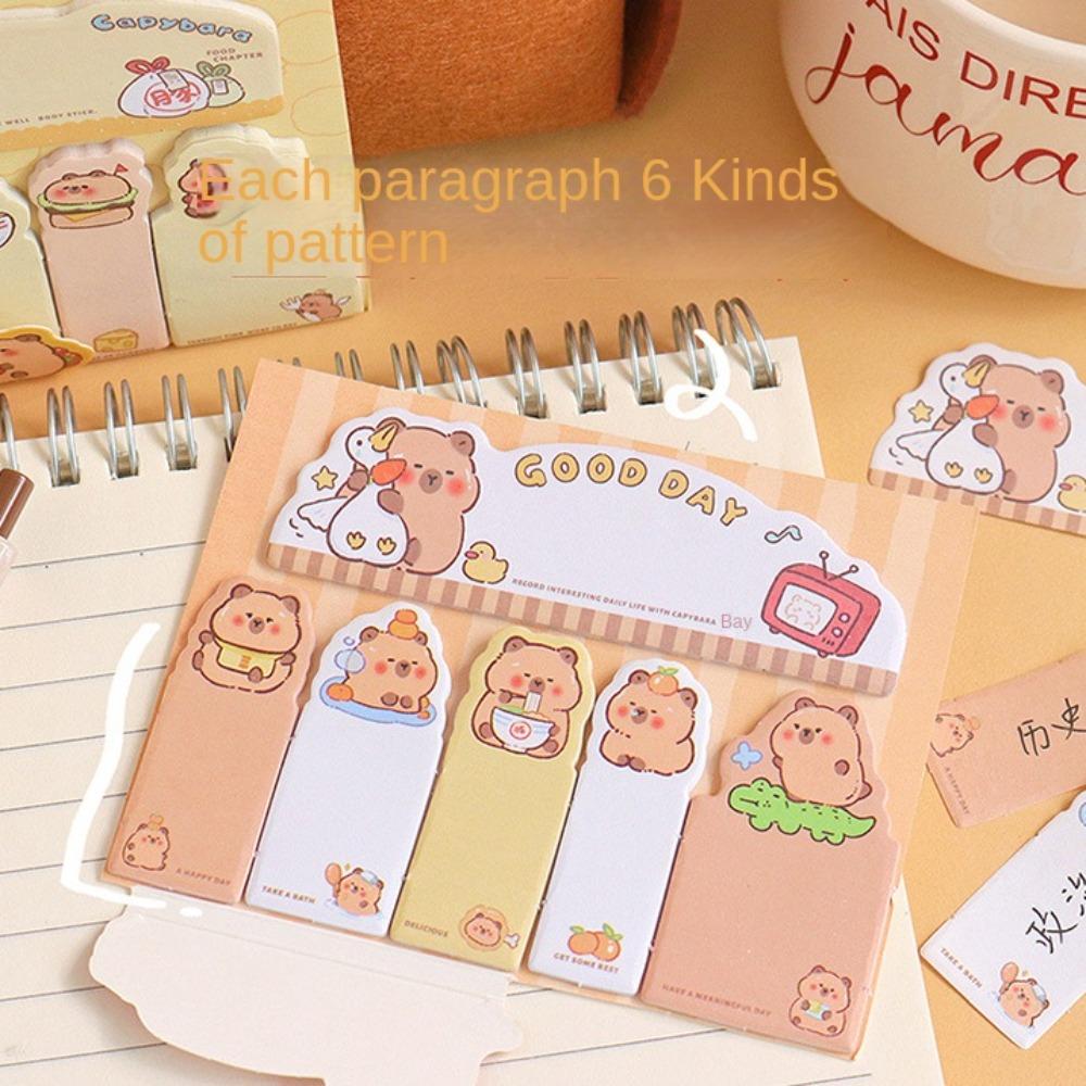 Письмо Мультяшные липучки для заметок 90 листов Блокнот для заметок Милая капибара Индексные вкладки Сменная бумага для наполнения