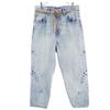 Big E BARREL CROP Denim Pants W26 With Leather Strap Women Used