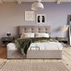Lit double 140x200 cm - MUVOE - Tête de lit réglable - Coffre de rangement - Velours gris - Sommier à lattes