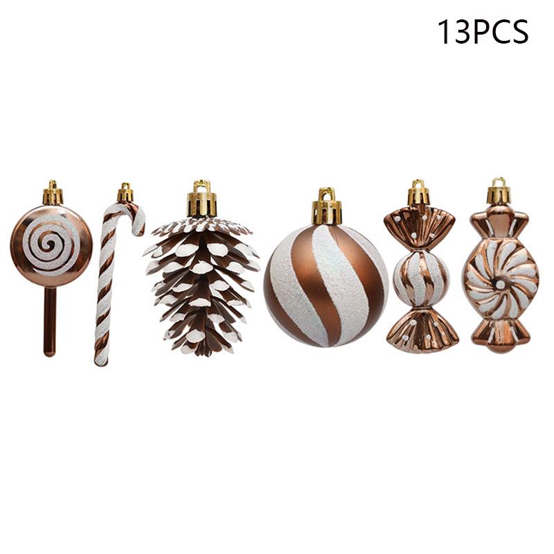 13Pcs/Set Pine Cone Candy Round Ball Christmas Tree Decor Festival Xmas Hanging Ornament