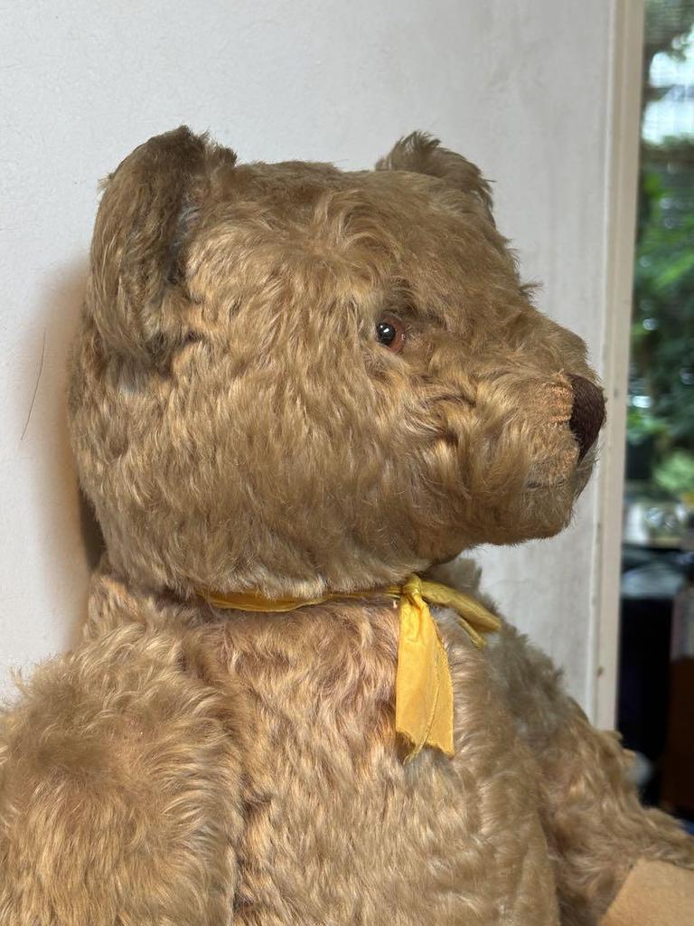 [USED] Vintage teddy bear, 52cm, cries from belly, moves limbs, yellow ribbon intact