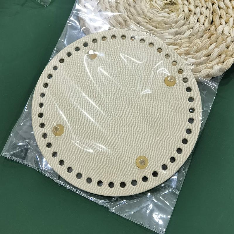1Pc Diy Crochet Bag Bottom Accessories 15*15Cm Round Bottom For Knitted Bag Pu Leather Bag Base Handmade Bottom With Holes