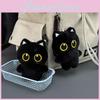 Big Eyed Black Cat Plush Keychain With Beaded Chain For Bag Accessories