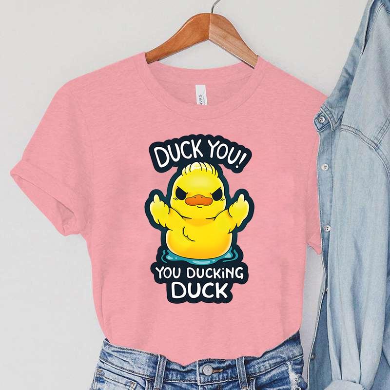 Футболки с героями мультфильмов DUCK, женская одежда с животными DUCK YOU! Винтажные женские футболки с принтом YOU DUCKING DUCK, женские футболки Anger DUCK