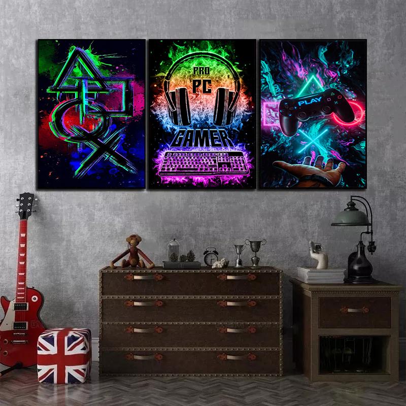 Крутая игровая ручка, холст, постеры и принты, современные настенные художественные картины для бара, игрового зала, украшение дома, подарки для мальчиков, Cuadros