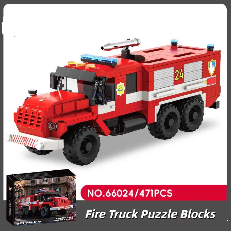 City Fire Truck Car Model Building Blocks MOC Technical Enginerring Bricks Educational Toys For Children Christmas Birthday Gift