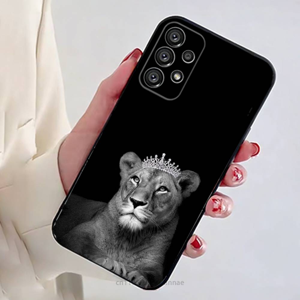 Чехол для телефона с рисунком льва для Samsung Galaxy A13, 21s, 22, 31, 32, 52, 53, 71, 80, A91, мягкий черный корпус