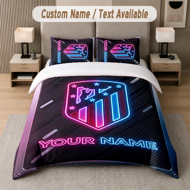 Atletico Madrid Design Bedding Set Custom Text 1 Duvet Cover & 2 Pillow Cases