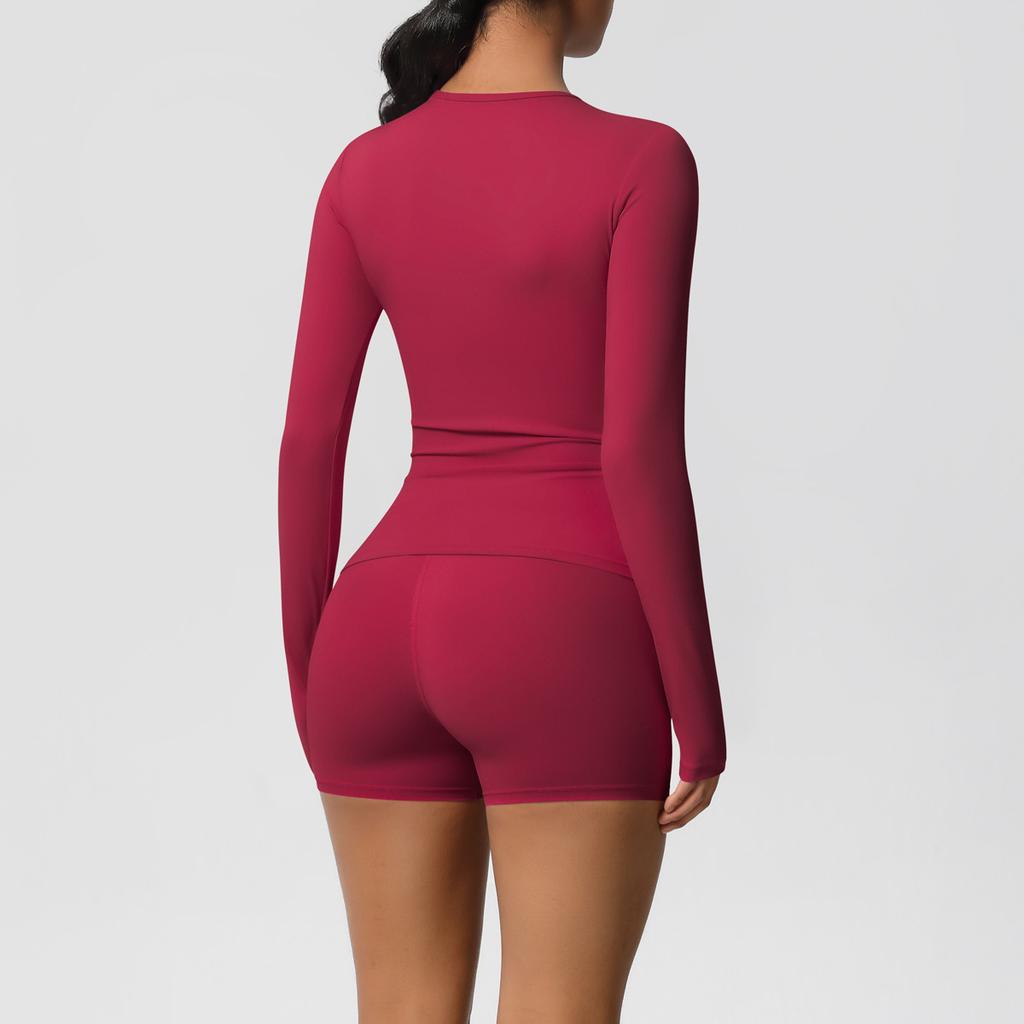 Nessaj Однотонный комплект для йоги, женская одежда для тренировок, шорты с высокой талией, рубашки с длинным рукавом, спортивная одежда для фитнеса