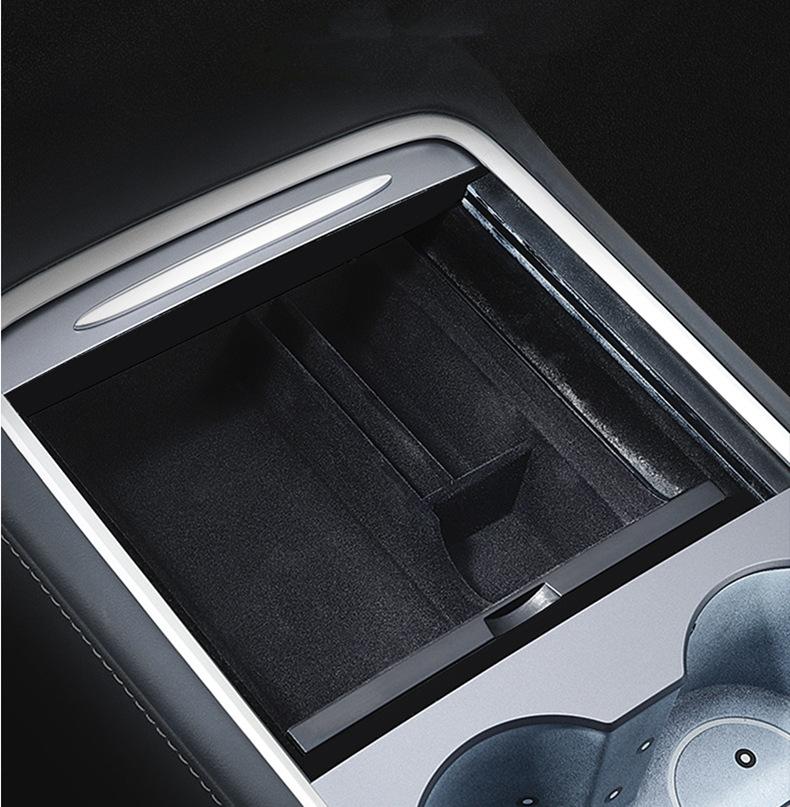 For Tesla Model 3 2022 Model Y 2023 Storage Box Center Armrest Hidden Box Cup Holder Interior Accessories