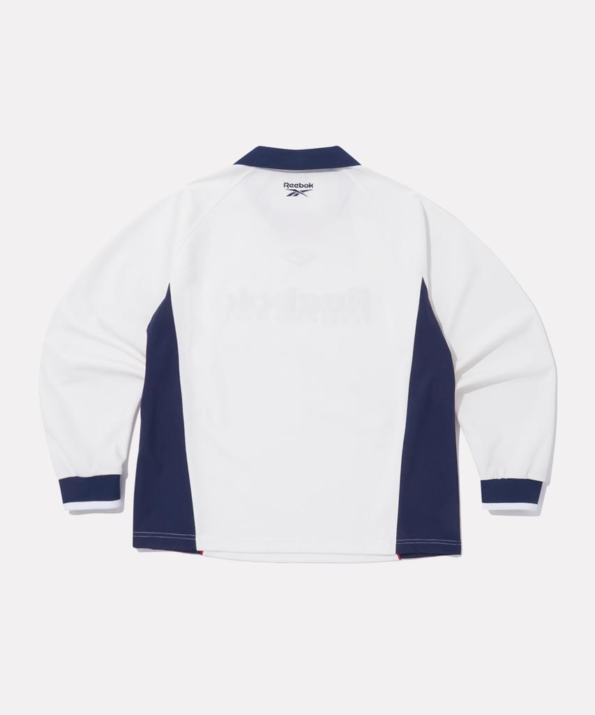 REEBOK Side Color Block Waffle Collar T-Shirt - Off White