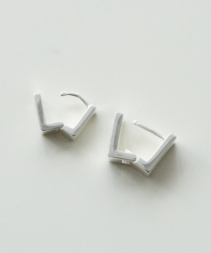 Серебряные серьги-кольца Alleun 925 пробы, квадратные, короткие, с застежкой-щелчком