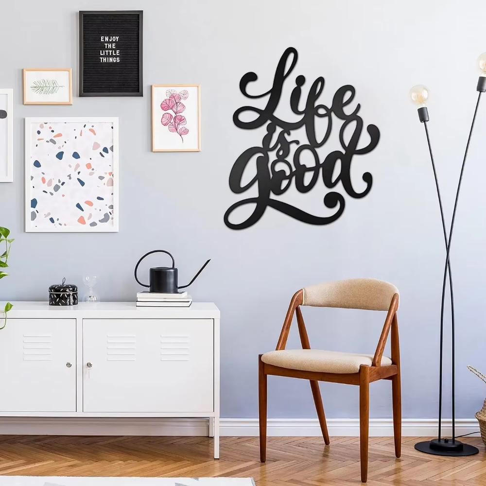 Exquisite 'Life Is Good' Metal Sign. 3D Iron Word. Vintage Art Decor. Rustic Farmhouse for Living Room. Indoor or Outdoor Charm.