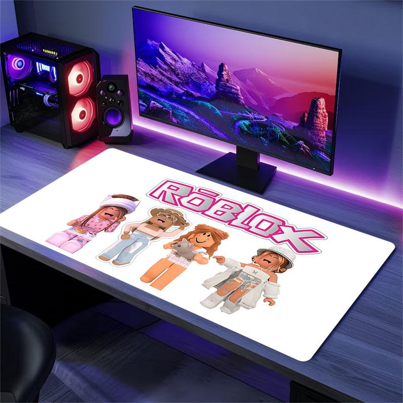Roblox Pink Mouse Pad, Large Gaming Desk Mat, Non-slip XXL Mousepad for Laptop & Tablet, Mini PC Playmat with Stitched Edges