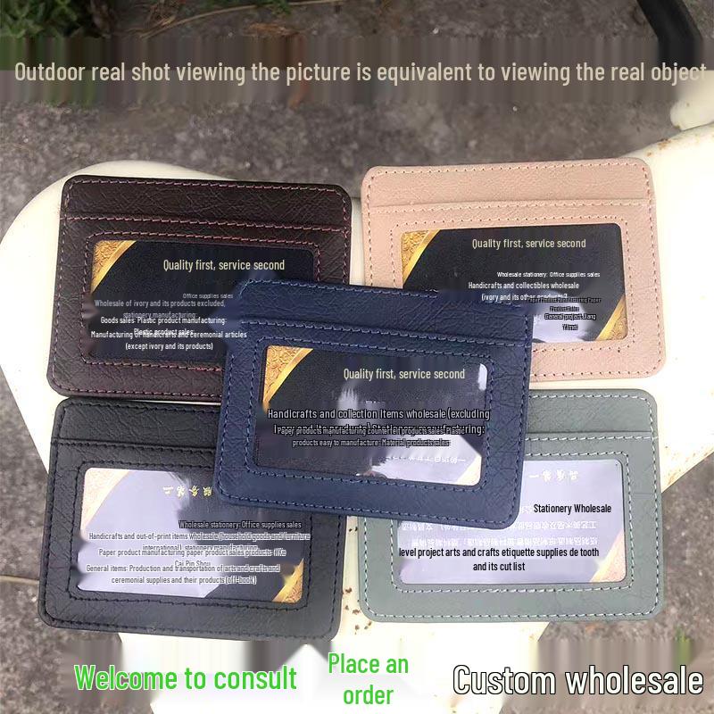 Japan & Korea Premium Top Layer Leather Card Holder with Free Design - Men's Genuine Leather ID & PU Leather Name Sleeve