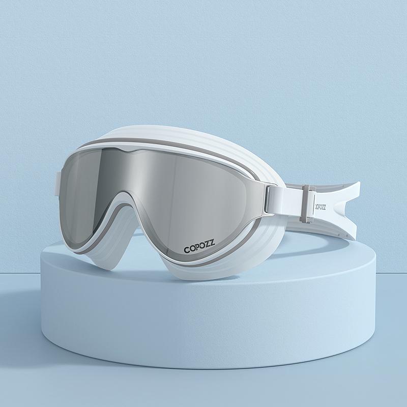 Очки для плавания с большой оправой, трехслойные линзы, водонепроницаемые, нескользящие, противотуманные очки для плавания для взрослых, очки для плавания унисекс
