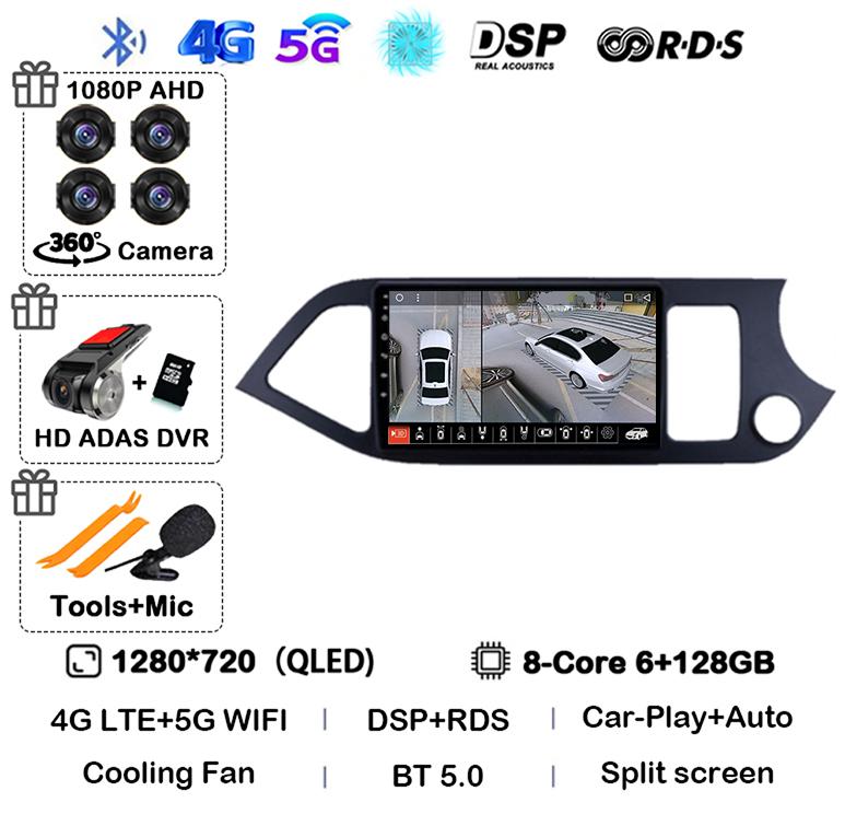 Android 14 WIFI+4G Carplay для KIA PICANTO Morning 2011 2012 2013 2014 2015 2016 RHD Car Radio GPS Multimidia Player Head Unit