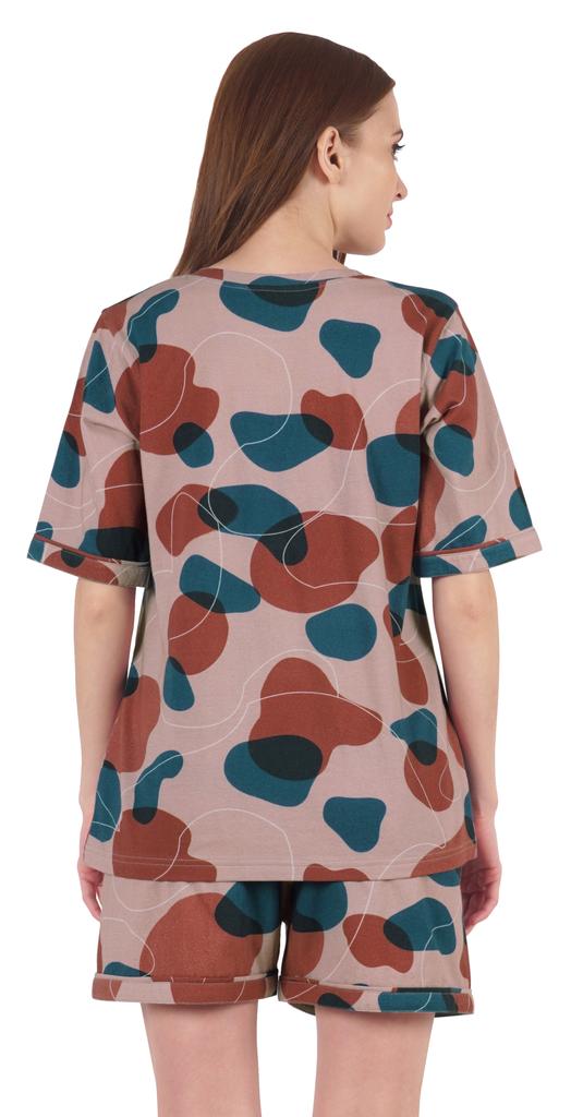 Inkmeso Printed Nightwear Shorts Set For Women Top And Short Sleepwear Sets 2