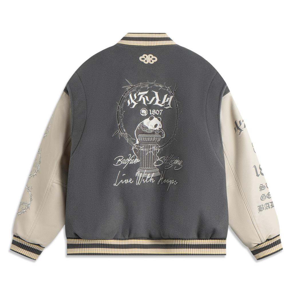 Li Ning Badfive модная классическая американская ретро повседневная кампусная универсальная уличная трендовая свободная удобная хлопковая куртка мужская куртка AJMV119-1