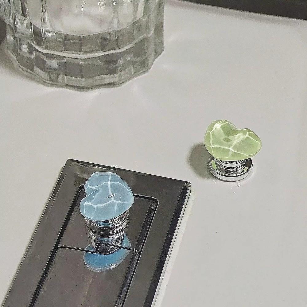 2pcs Heart Shaped Bathroom Water Tank Buttons Nail Protector Toilet Pusher Water Tank
