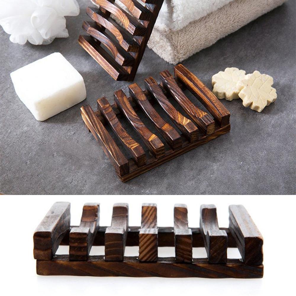 Wooden Natural Soap Box Soap Dishes Tray Creative Wooden Prevent Mildew Drain Box Storage Soap Rack Kitchen Bathroom Accessories