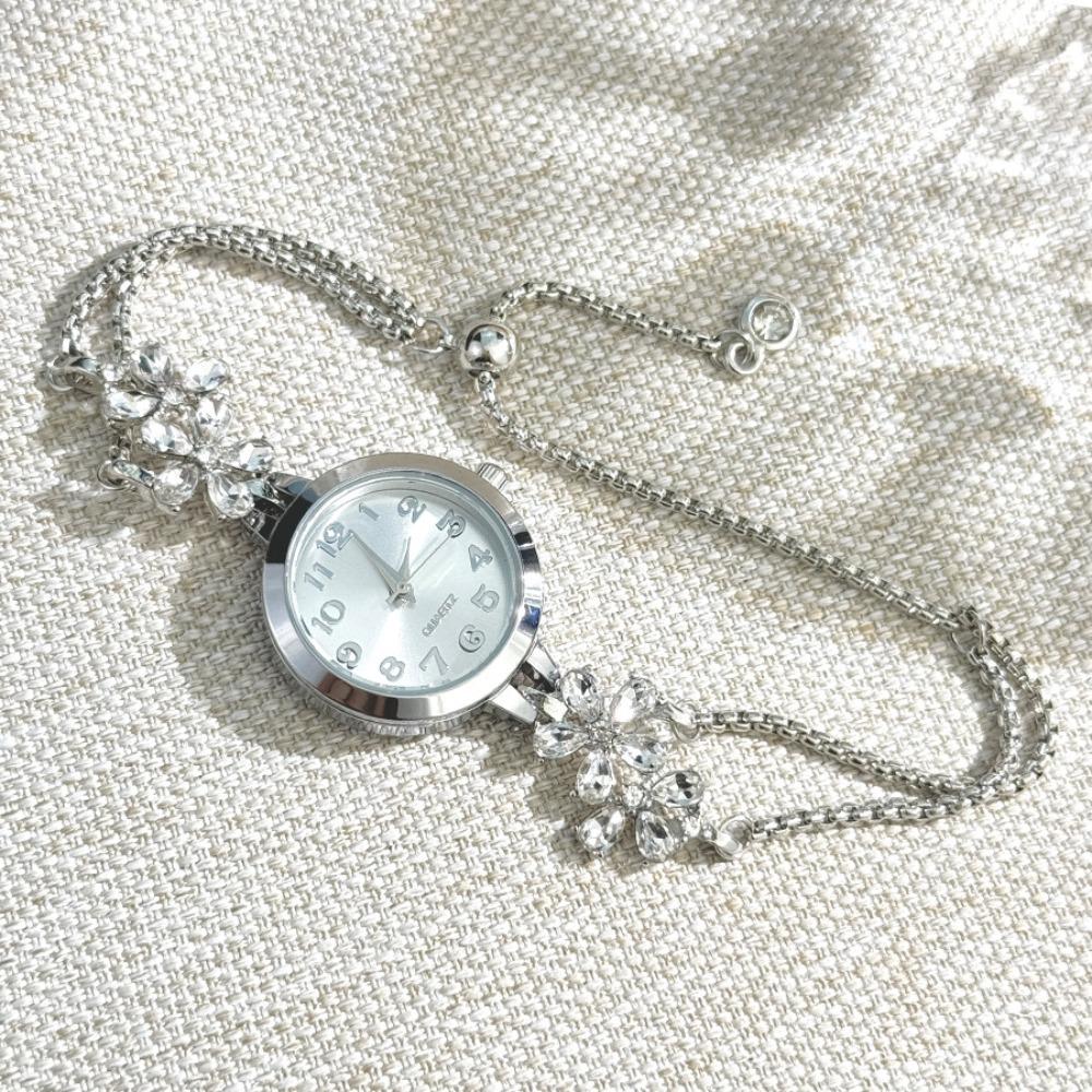 Женские часы-браслет с двойной цепочкой, элегантные кварцевые часы со стразами, подарок на фестиваль