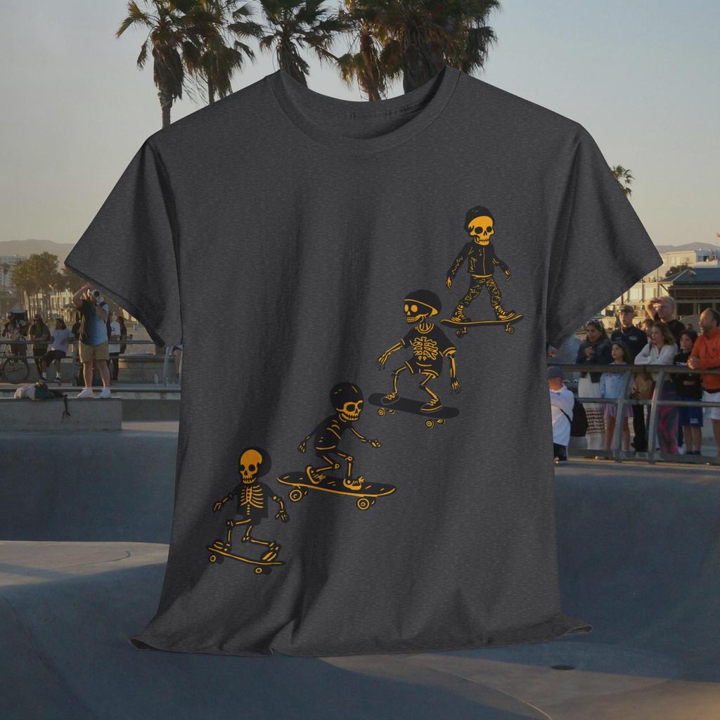 Футболка, Скелеты на скейте, Скейтбординг, Унисекс, Черепа, Графические футболки в стиле комиксов, Ретро уличная одежда, Высококачественная мужская футболка
