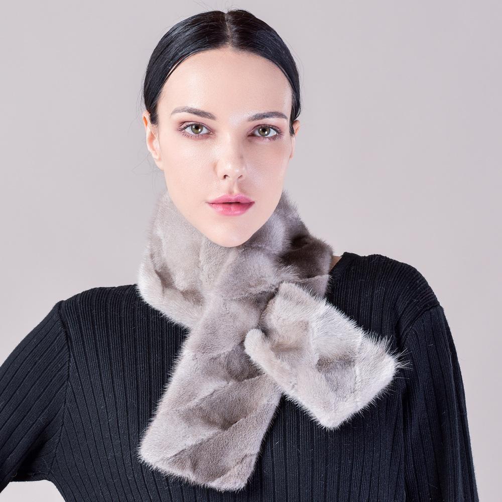 Норковый меховой шарф женский зимний новый кожаный высококачественный импортный мех норки теплый зимний двухсторонний плюшевый шарф