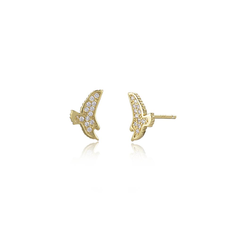ANDYWEN 925 пробы стерлингового серебра золота 1 пара светлых роскошных сережек-гвоздиков с орлом из циркона для женщин 2023 года модные ювелирные изделия