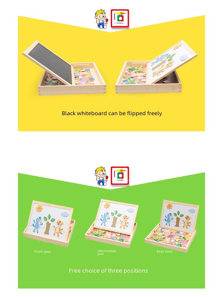 Little Master Educational Magnetic Animal Puzzle & Double-Sided Drawing Board
