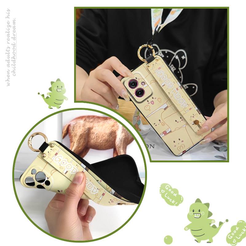 Silicone Cartoon Phone Case For MOTO G55 5G Anti-dust Phone Holder Cute Anti-knock Wrist Strap Soft case Fashion Design