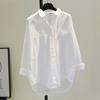 2025 Korean Fashion White Women's Shirt New Spring Long Sleeve Blouses Simple Shirts Buttons Office Lady Tops 12616