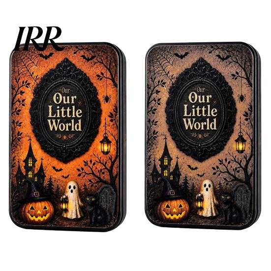 Lace Compartment Tin DIY Mini Photo Frames Silhouette Box, Halloween Miniature Small Storage Picture Display Container for Party Home Decor Box