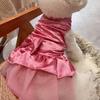 Pet Dress Shiny Rhinestone Stand Collar Soft Comfortable Eye-catching Shirring Princess See-through
