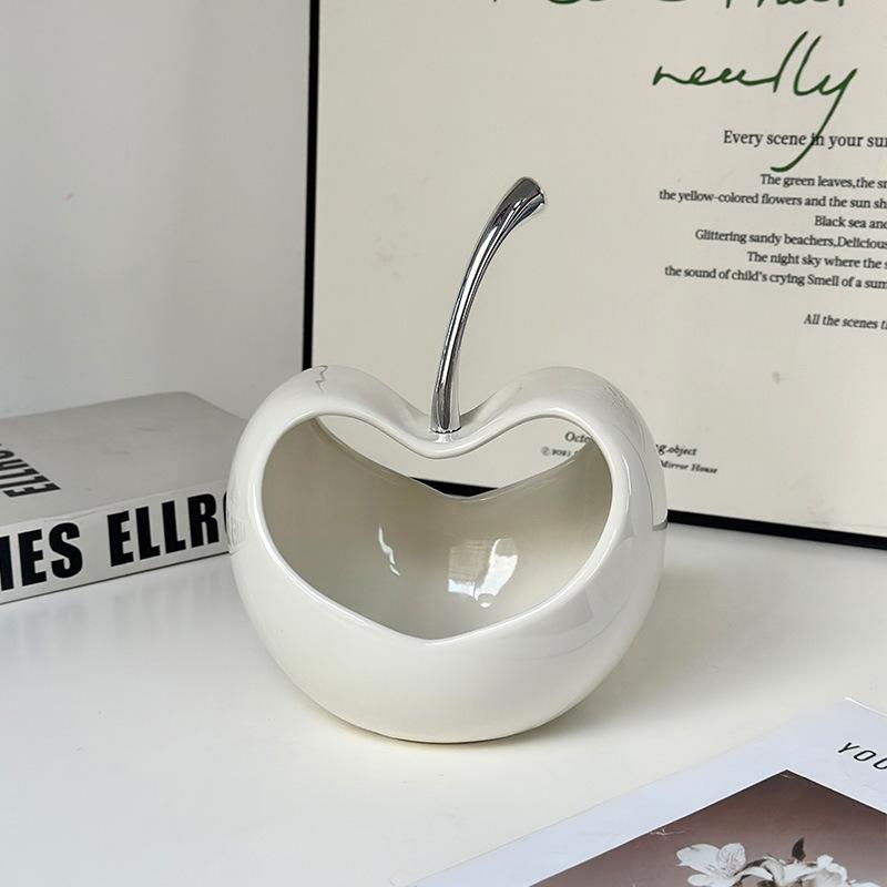 Creative Three-dimensional Apple Ceramic Storage Tray Countertop Ornament Modern Delicate Fruit Apple Shape Fruit Plate Decor