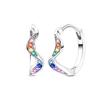 925 Silver Earring Sparkling Colorful Zircon Hoop Earring Round Shape Pendientes Fine Jewelry Gift For Woman