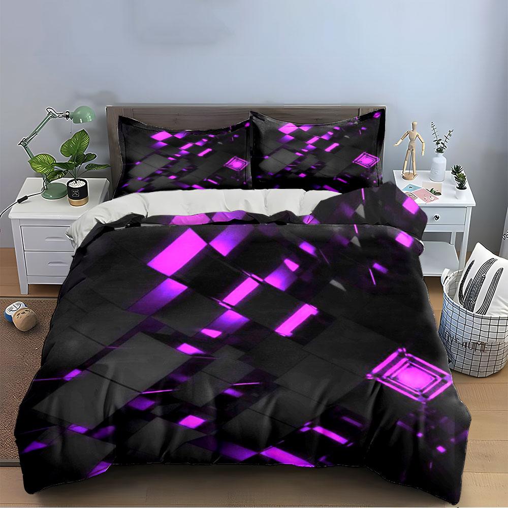 "Purple Geometric Pattern Set" Bedding Duvet Cover Set Duvet Cover Pillowcases (1 * Duvet Cover 2 * Pillowcases, without duvet insert)