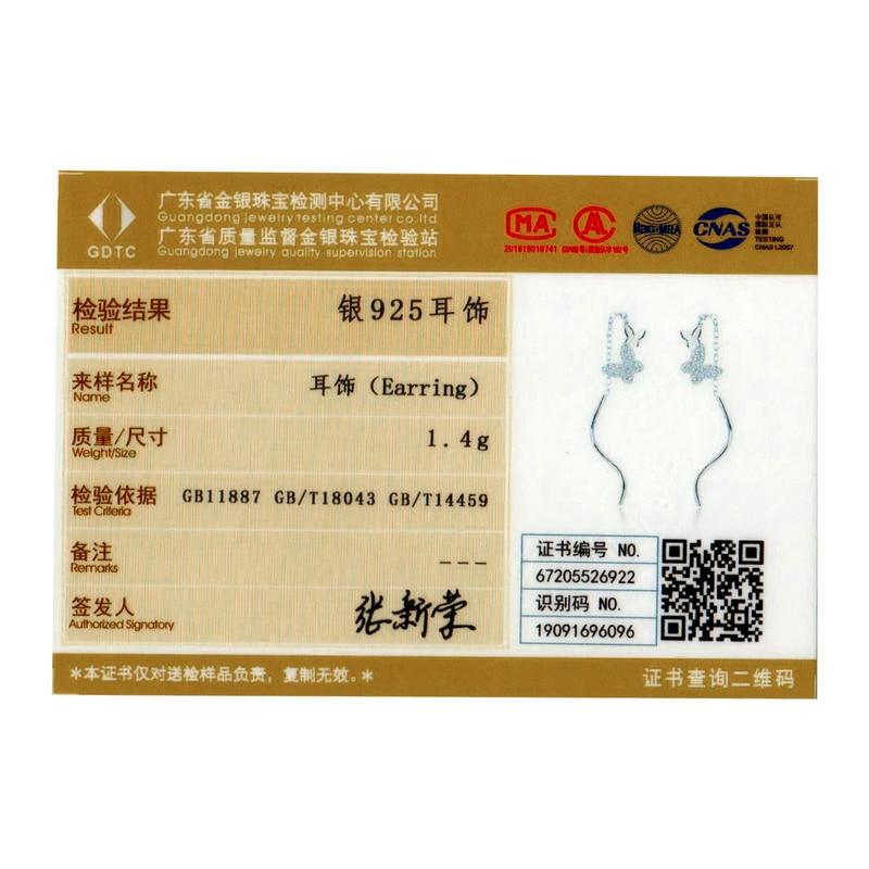 WOSTU 100% 925 Sterling Silver Flying Butterflies Drop Earrings Long CZ Butterfly Dangle Earrings For Women Jewelry