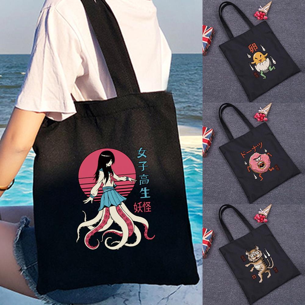Женские складные сумки, сумки на плечо, повседневные сумки для покупок, сумки для девочек, экологически чистая холщовая сумка с забавным узором, большая сумка
