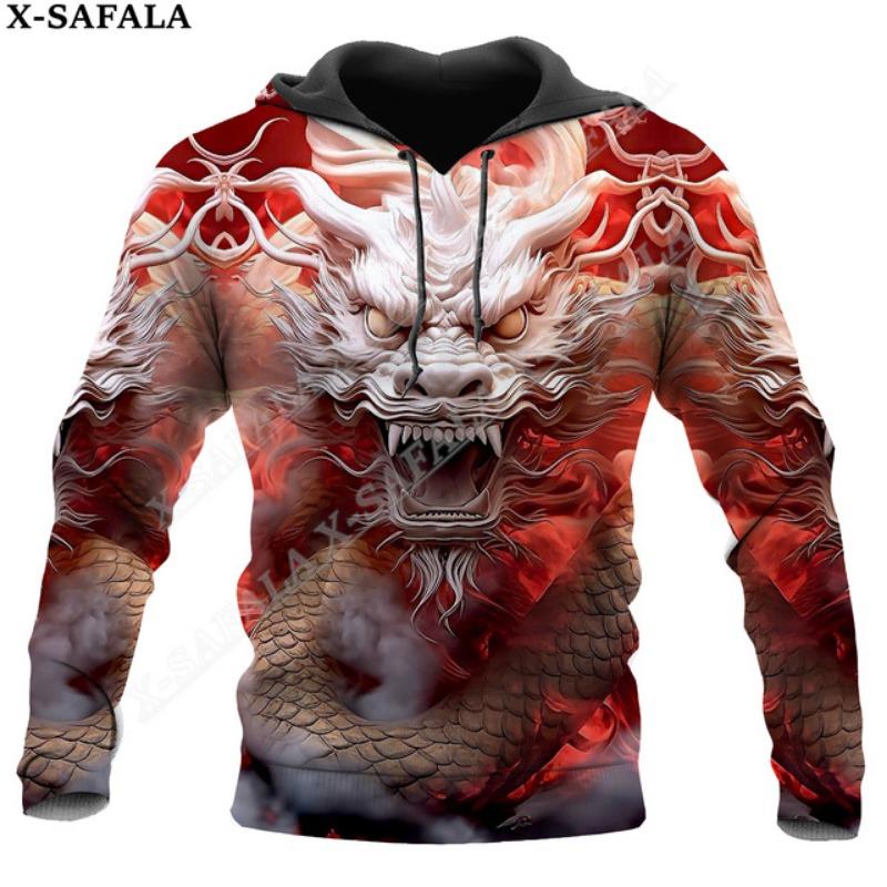 Мифический дракон искусство луна 3D принт молния толстовка мужской женский пуловер толстовка с капюшоном куртка трикотажное пальто спортивные костюмы-1