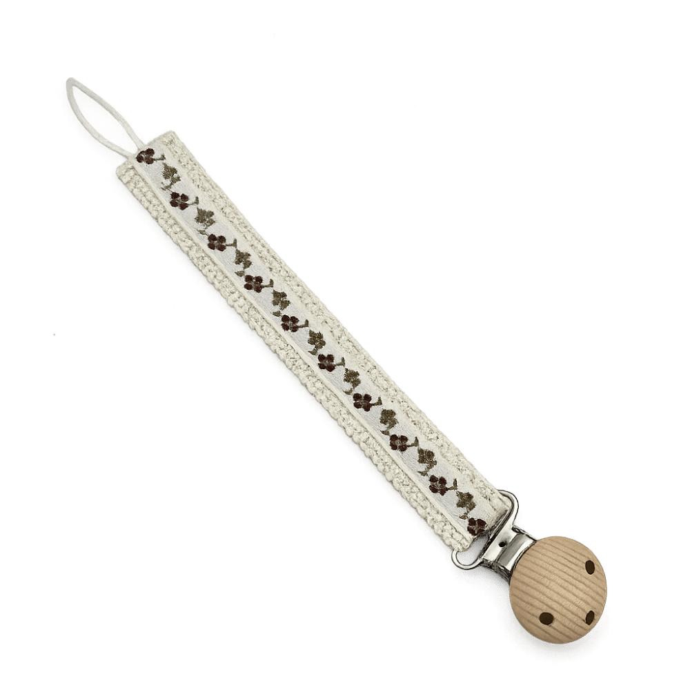 Lace Floral Flower Print Dummy Nipple Holder Heart Daisy Printed Embroidery Pacifier Clips Girls