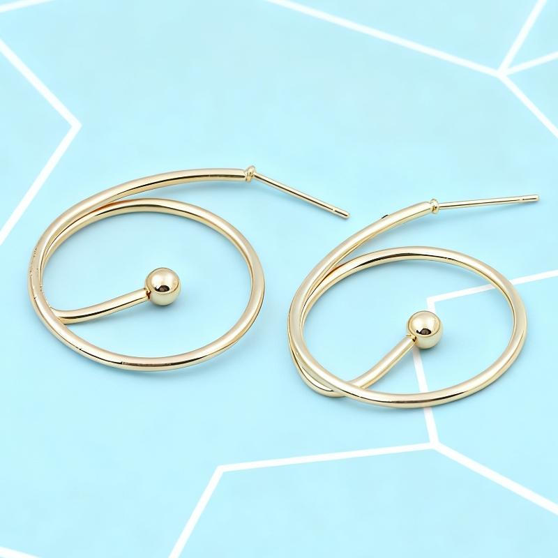 New Minimalist Gold Spiral Women's Drop Earrings with Bead Unique Statement Ear Jewelry for Effortlessly Chic Daily Looks