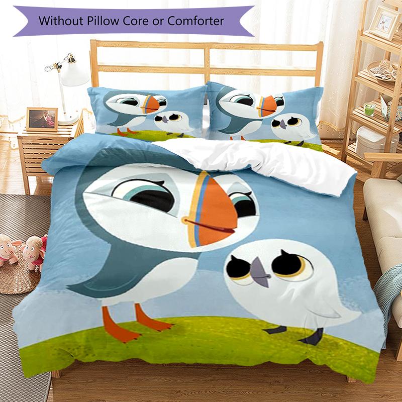 3 шт. Комплект постельного белья Puffin Rock Закрытие на пододеяльник Включает 1 пододеяльник и 2 наволочки, Мягкий и удобный для всех сезонов.