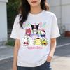 2026 Новые персонажи Sanrio День Рождения Мультяшный Принт Футболка Семейные Парные Наряды Повседневная Футболка с Коротким Рукавом для Женщин Унисекс Детская Футболка