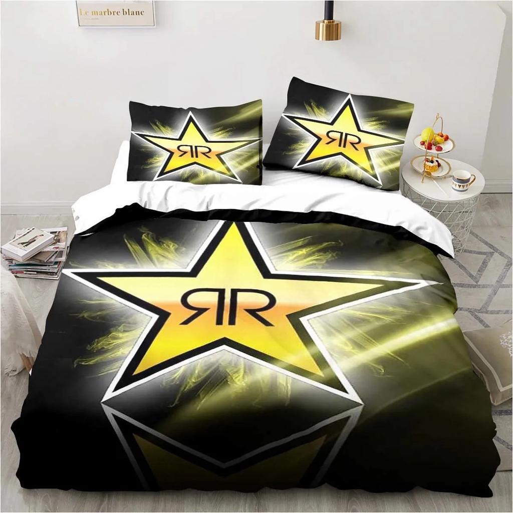 D-Drinks Rockstar Energy Sheets Quilt Covers Bedding Dormitory Sheets Three-piece Bedding Set Three-piece Soft Warm Bedding Set