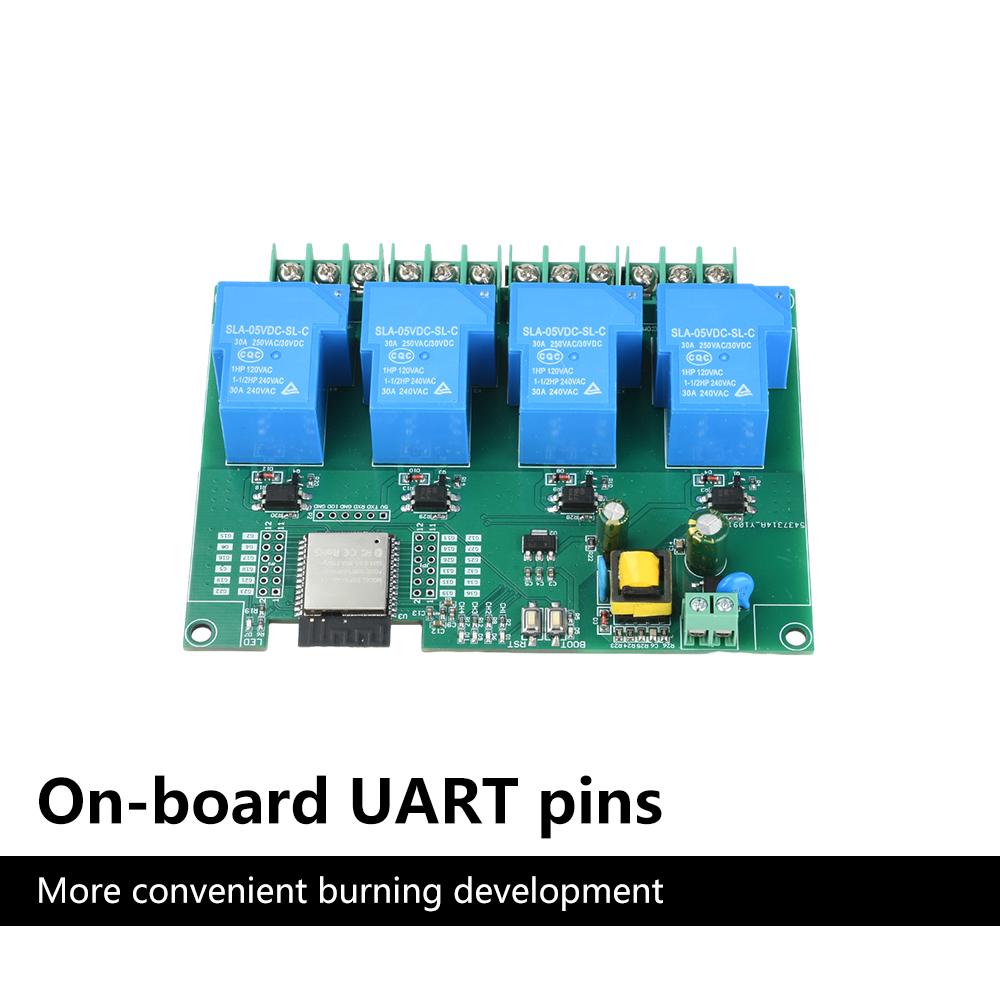 ESP32 Relay Module WIFI Bluetooth Development Board AC 220V 30A 4-Channel Relay Module Electronic Component Kit On-board ESP32E